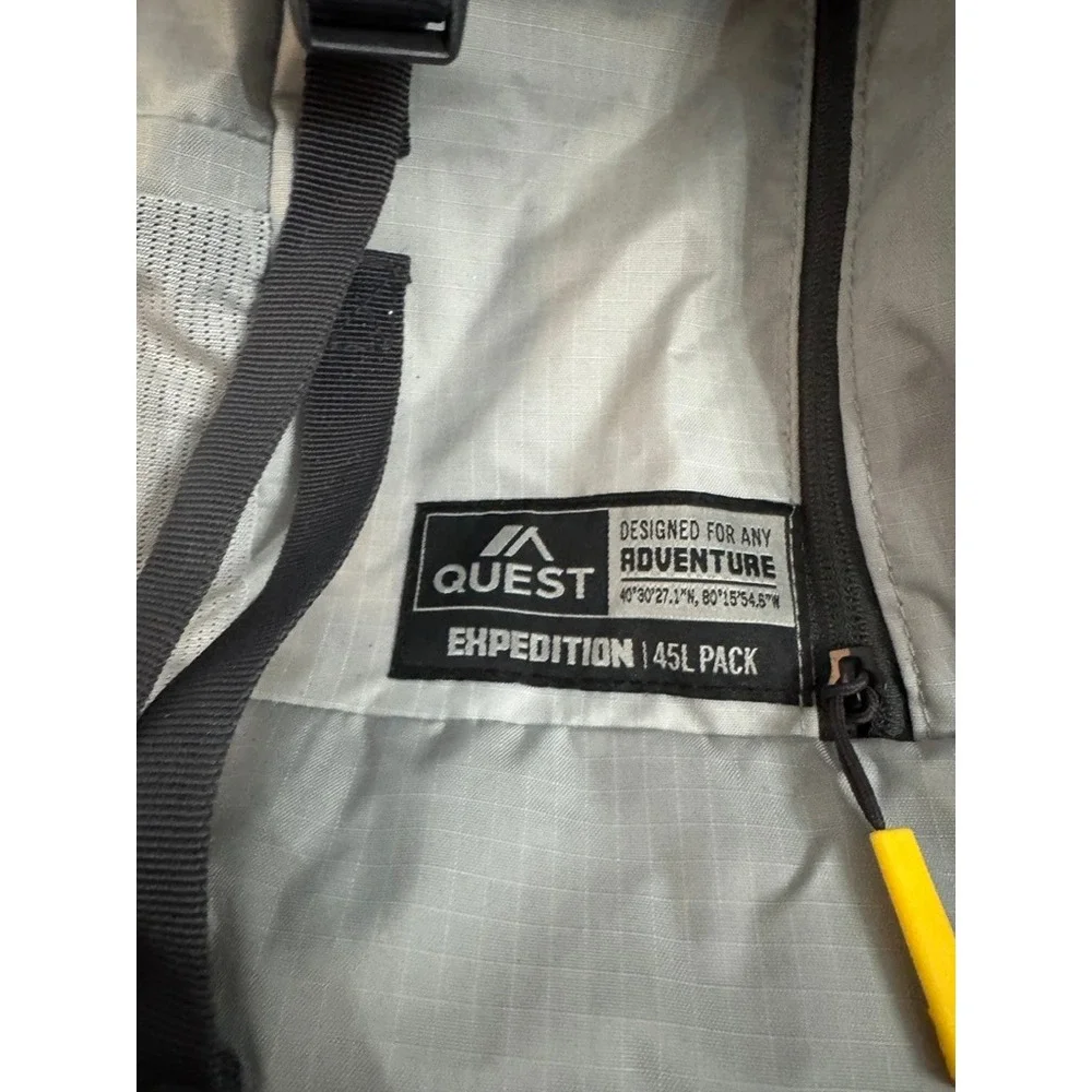 Quest Expedition 45L Pack Hiking Backpack Grey Black Yellow Outdoor Daypack - Picture 2 of 10